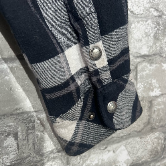 Orvis Women's Large Flannel Plaid Shacket Jacket Snap Button Up Fleece Lining - Picture 6 of 12